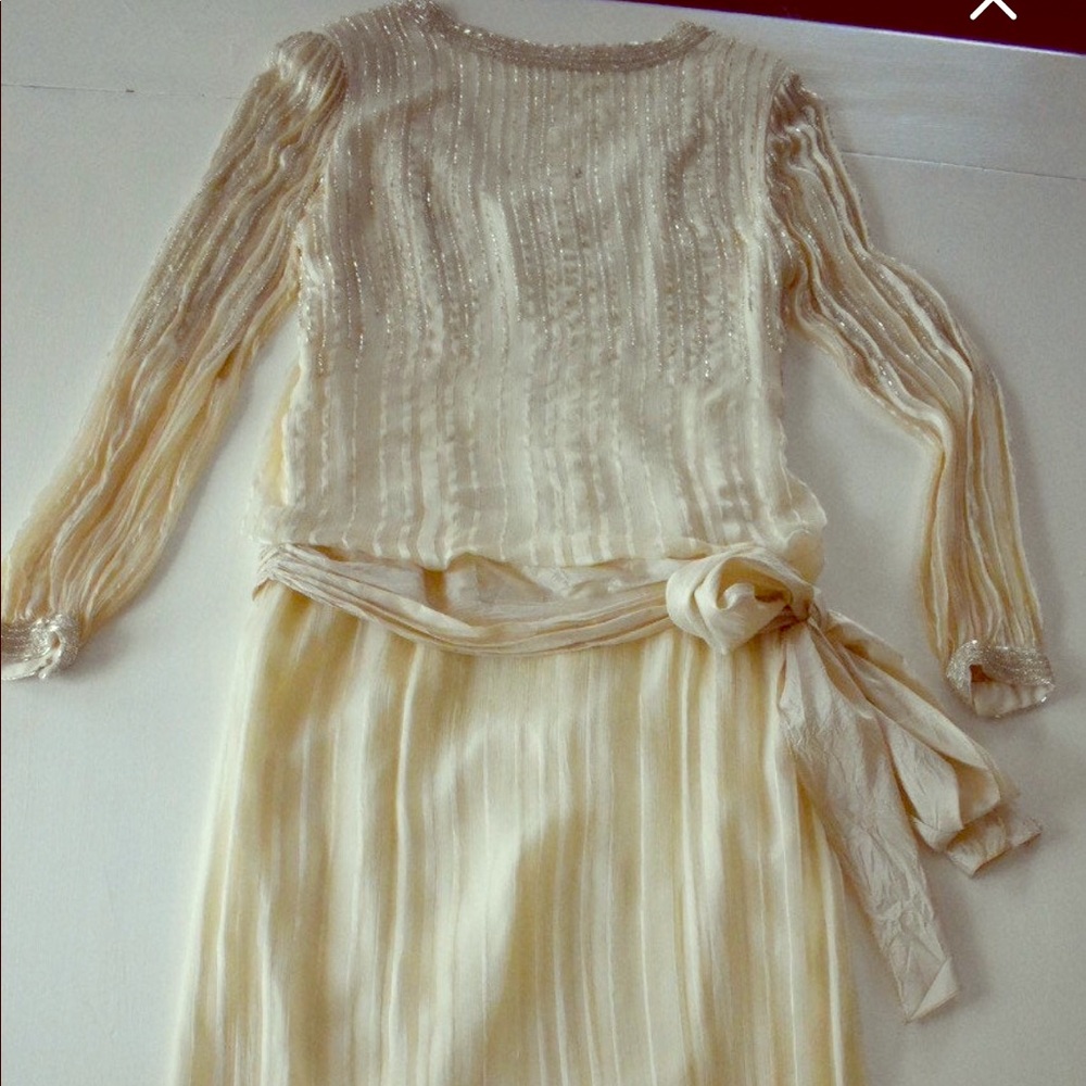 80s vintage beaded silk drop waist evening dress